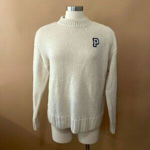 PINK by Victorias Secret Cream University Knit Sweater Womens Size S